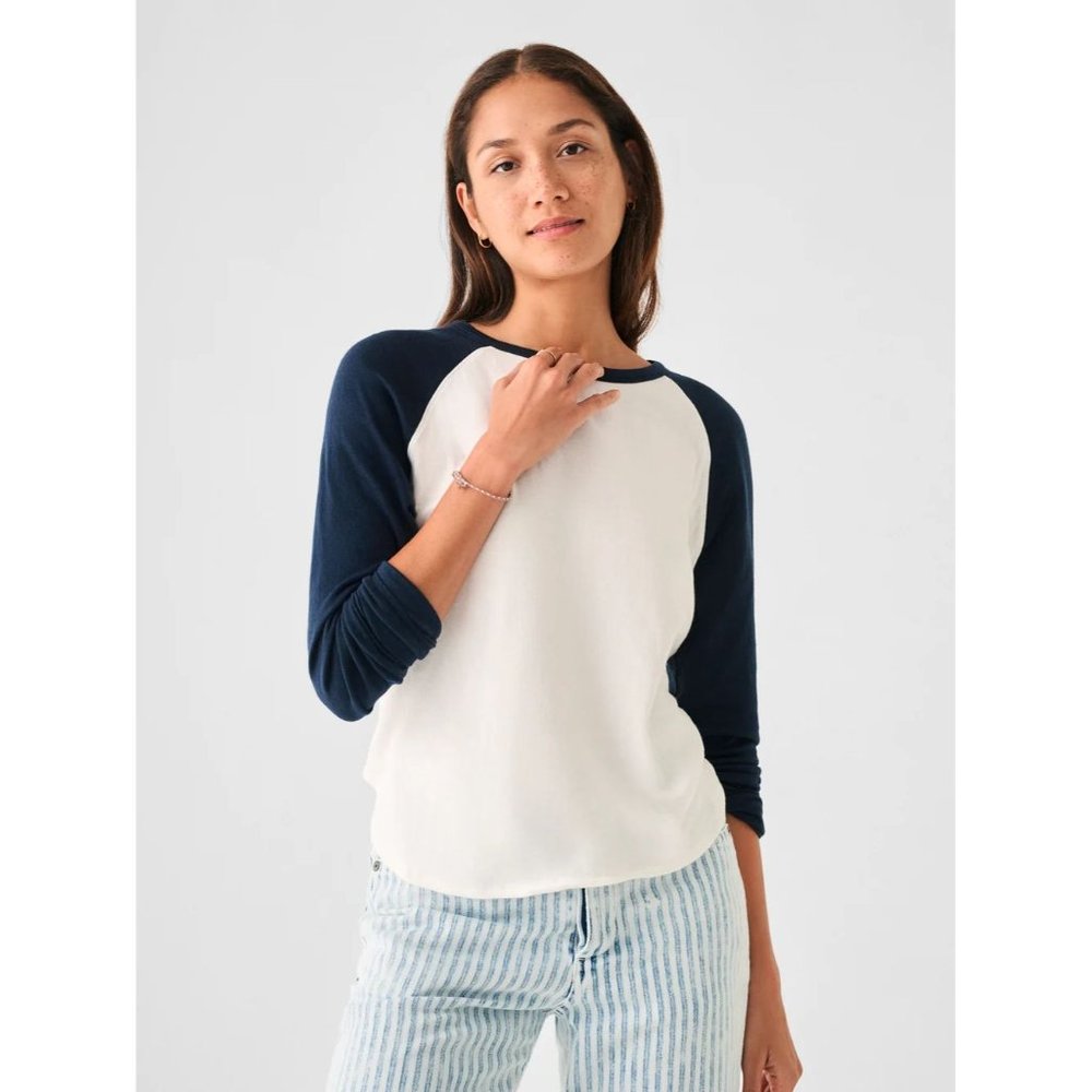 Faherty Cloud Cotton Long-Sleeve Baseball Tee | Extra Small